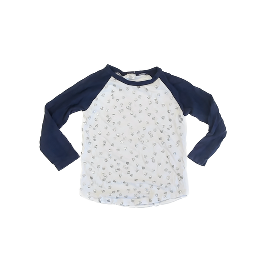 Crewcuts Girls White | Silver hearts Long Sleeve T-Shirt Size: 6-7 Years White | Silver hearts