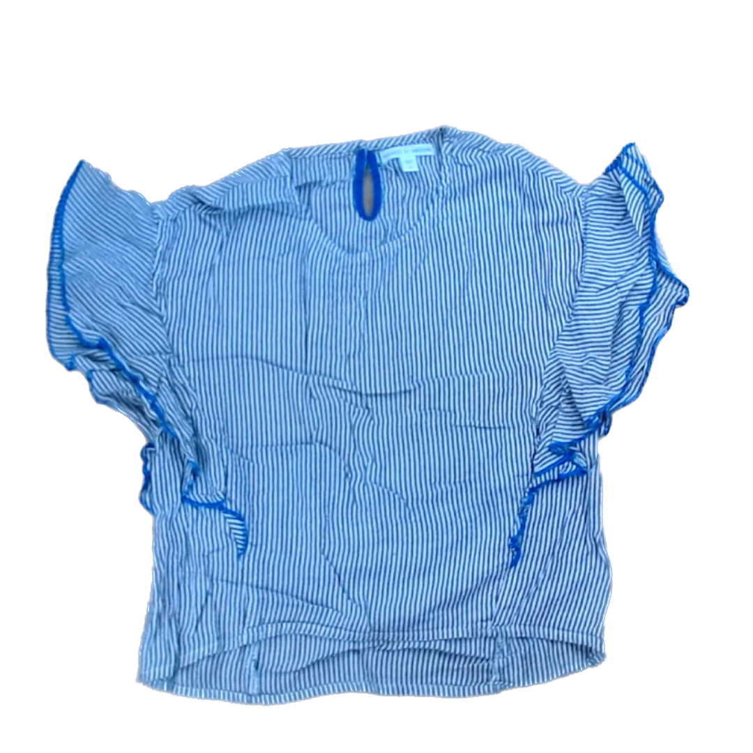 Rockets Of Awesome Girls White | Silver Stripes Short Sleeve Shirt Size: 6-10 Years White | Silver Stripes