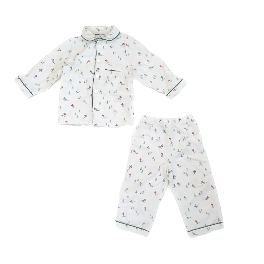Petit Plume Unisex White | Ski 2-piece Pajamas Size: 2T White | Ski
