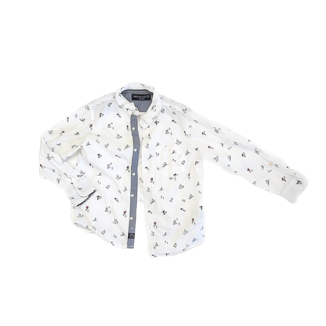 Free Planet Boys White | Ski Button Down Long Sleeve Size: 8 Years* White | Ski