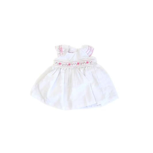 Bonnie Baby Girls White smocked Special Occasion Dress Size: 3-6 Months White smocked