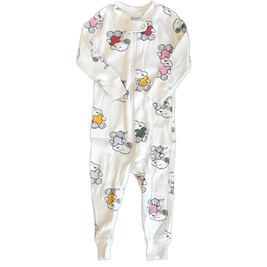 Hanna Andersson Unisex White Snoopy 1-piece Non-footed Pajamas Size: 12-18 Months White Snoopy