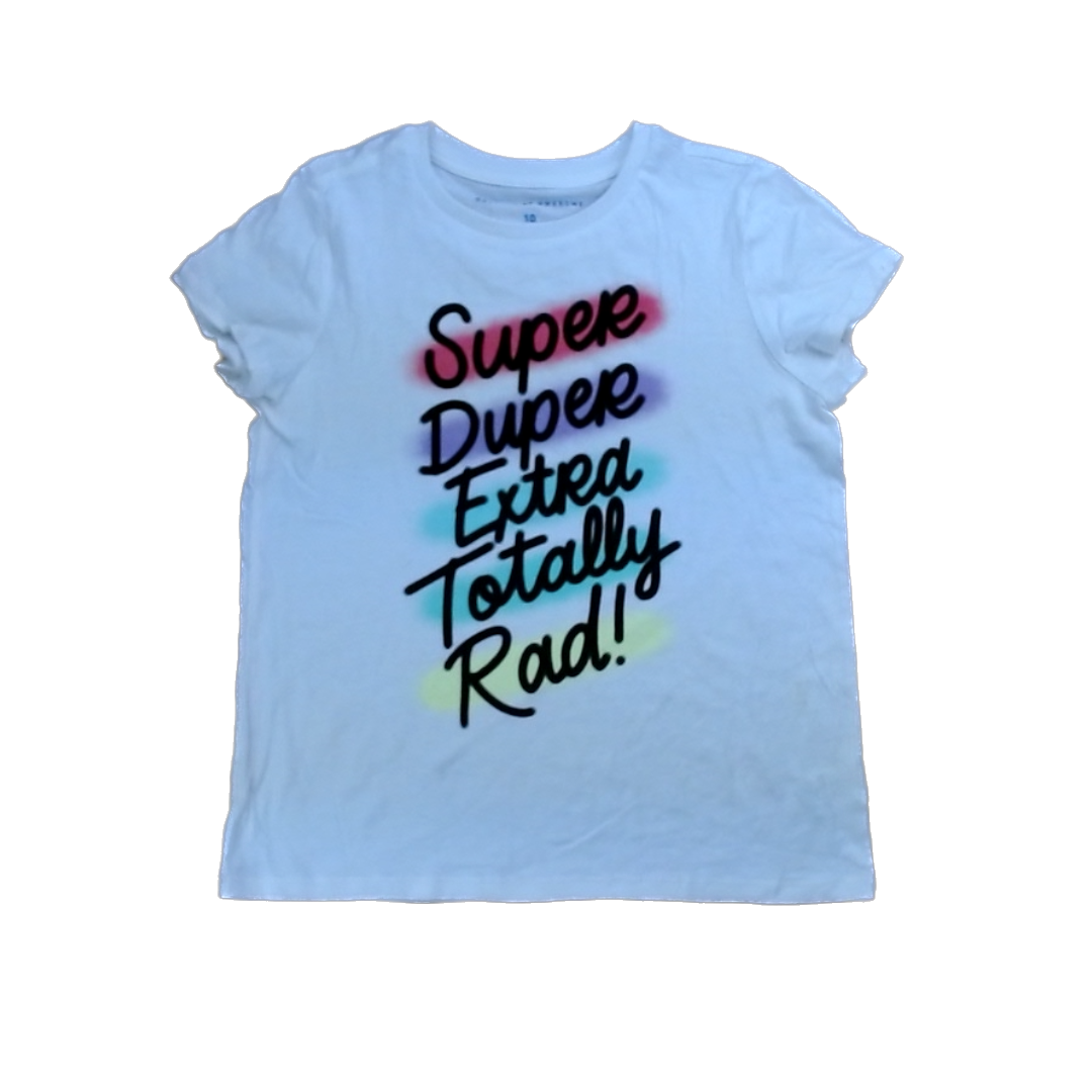 Rockets Of Awesome Girls White | Spray Painted Words Short Sleeve Shirt Size: 10 Years White | Spray Painted Words