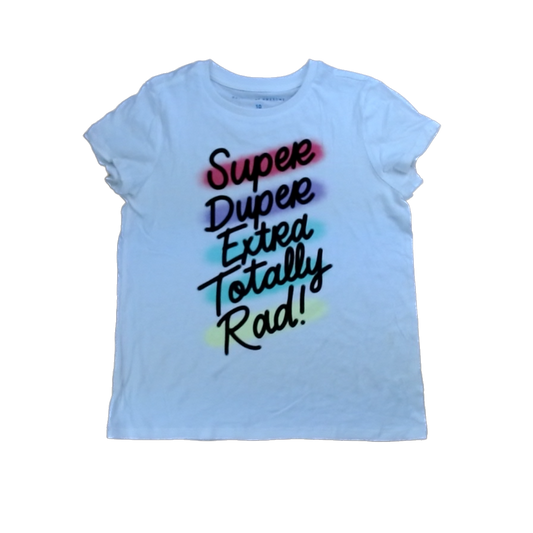 Rockets Of Awesome Girls White | Spray Painted Words Short Sleeve Shirt Size: 10 Years White | Spray Painted Words