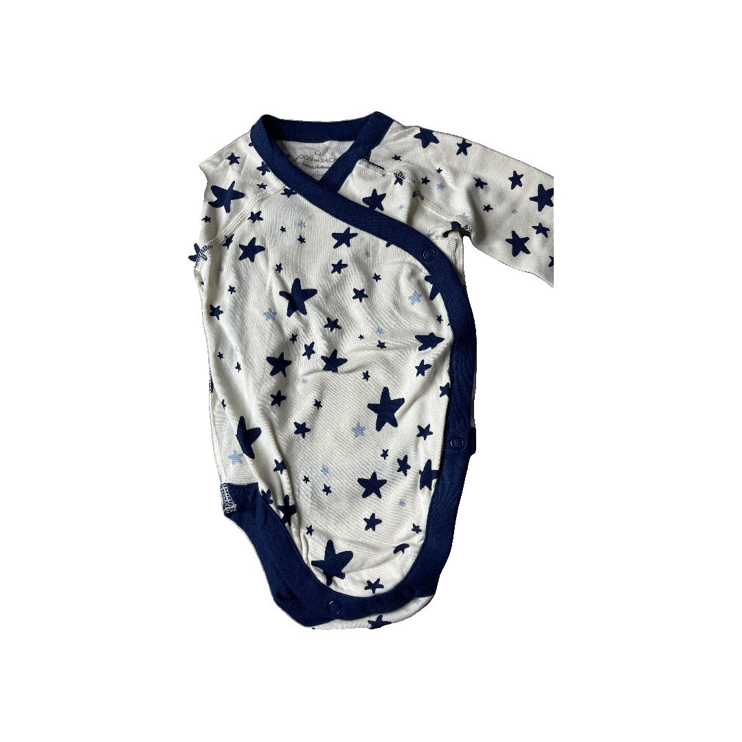 Moon and back Boys White | Stars | Navy Blue Onesie Size: 3-6 months White | Stars | Navy Blue