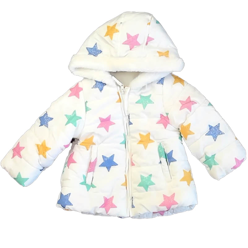 Little me Girls White | Stars Winter Coat Size: 12 Months White | Stars