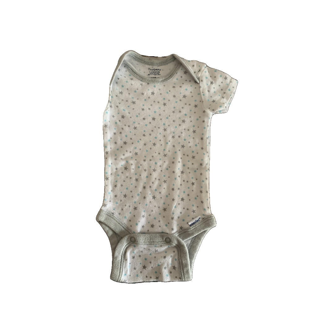 Gerber orgs Unisex White | Stars Romper Size: 0-3 months White | Stars