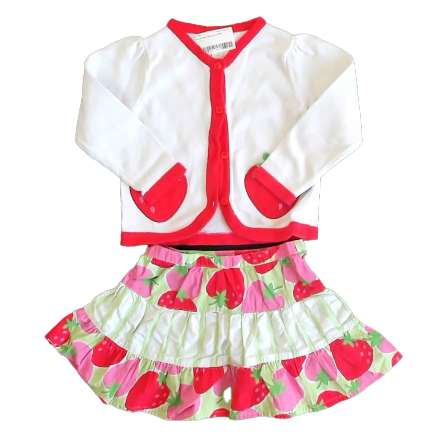 Gymboree Girls White Strawberries Apparel Sets Size: 18-24 Months White Strawberries