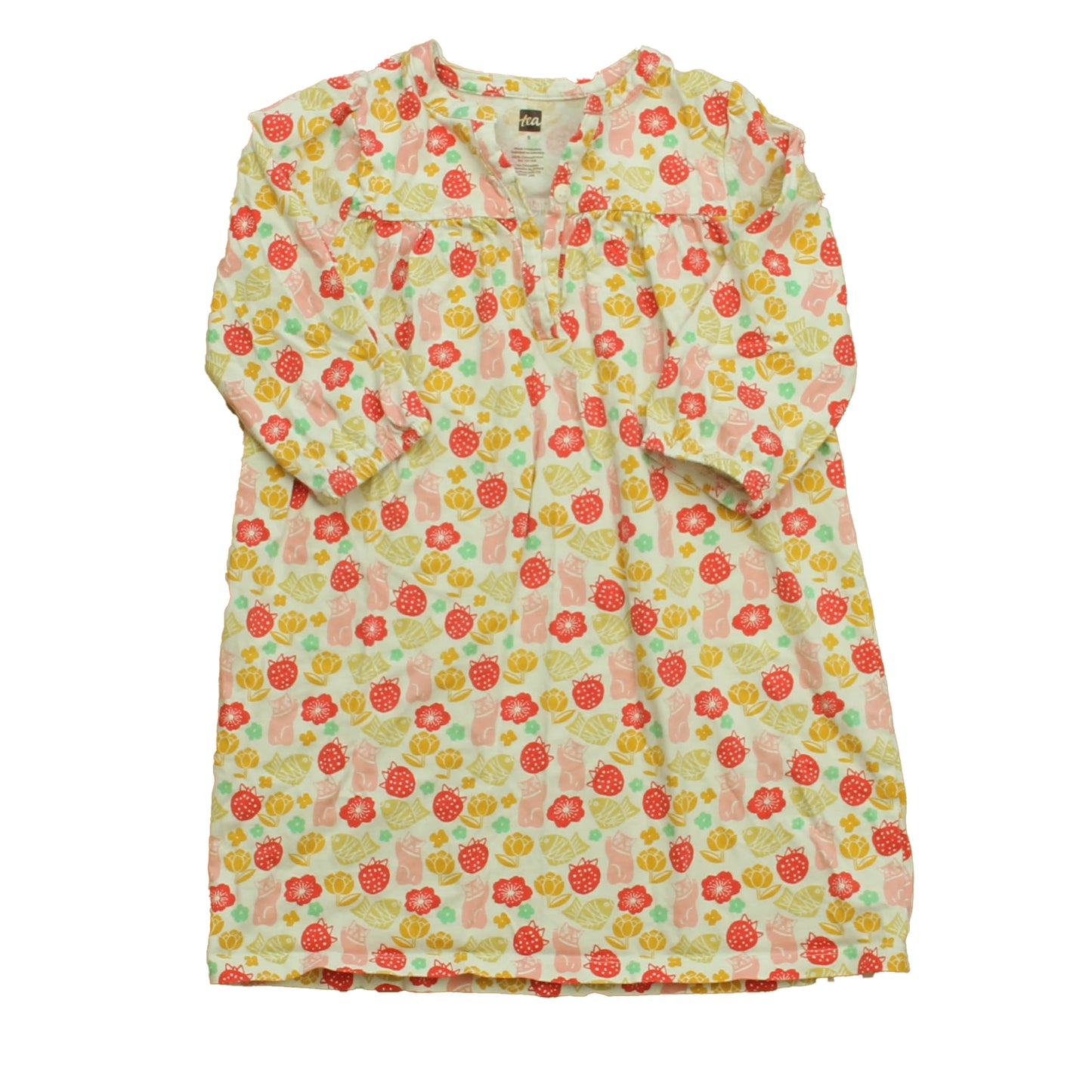 Tea Collection Girls White Strawberry | Floral Dress Size: 5T White Strawberry | Floral