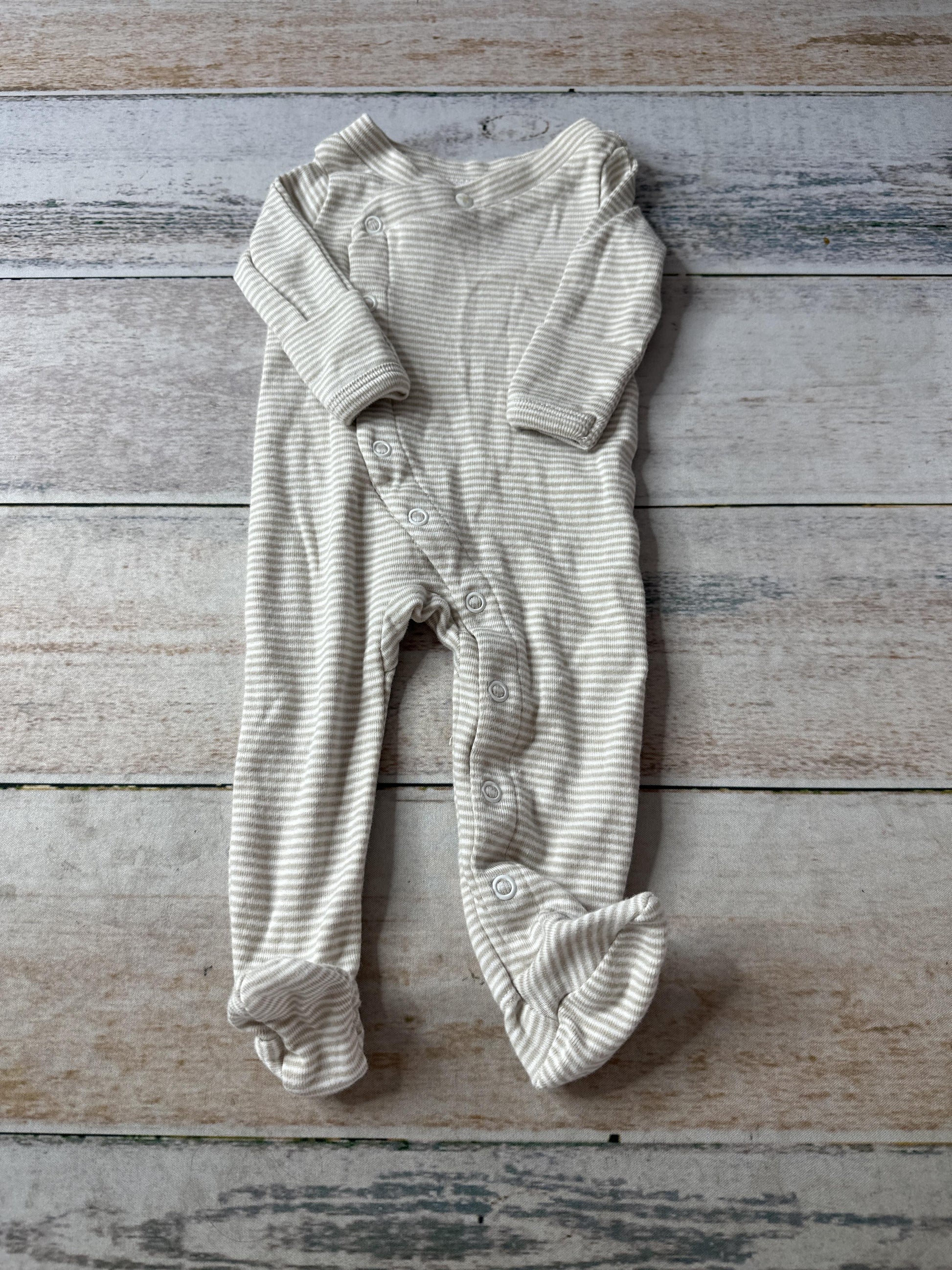 Burt's Bees Unisex White | Stripe | Brown Pajamas Size: Preemie White | Stripe | Brown