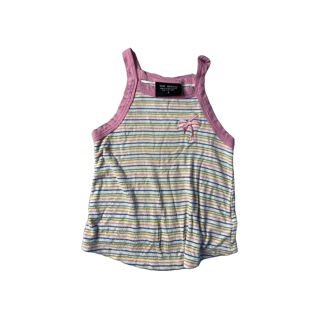 Tiny Whales Girls White | Stripe | light green | pink | Light Blue Tank Top Size: 3T White | Stripe | light green | pink | Light Blue