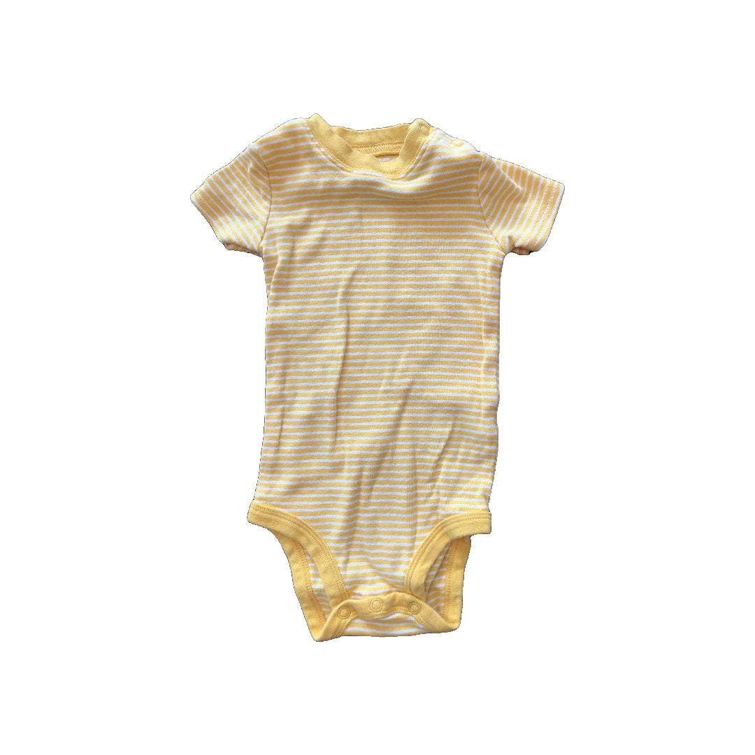 Carters Unisex White | Stripe | Yellow Onesie Size: 9 months White | Stripe | Yellow