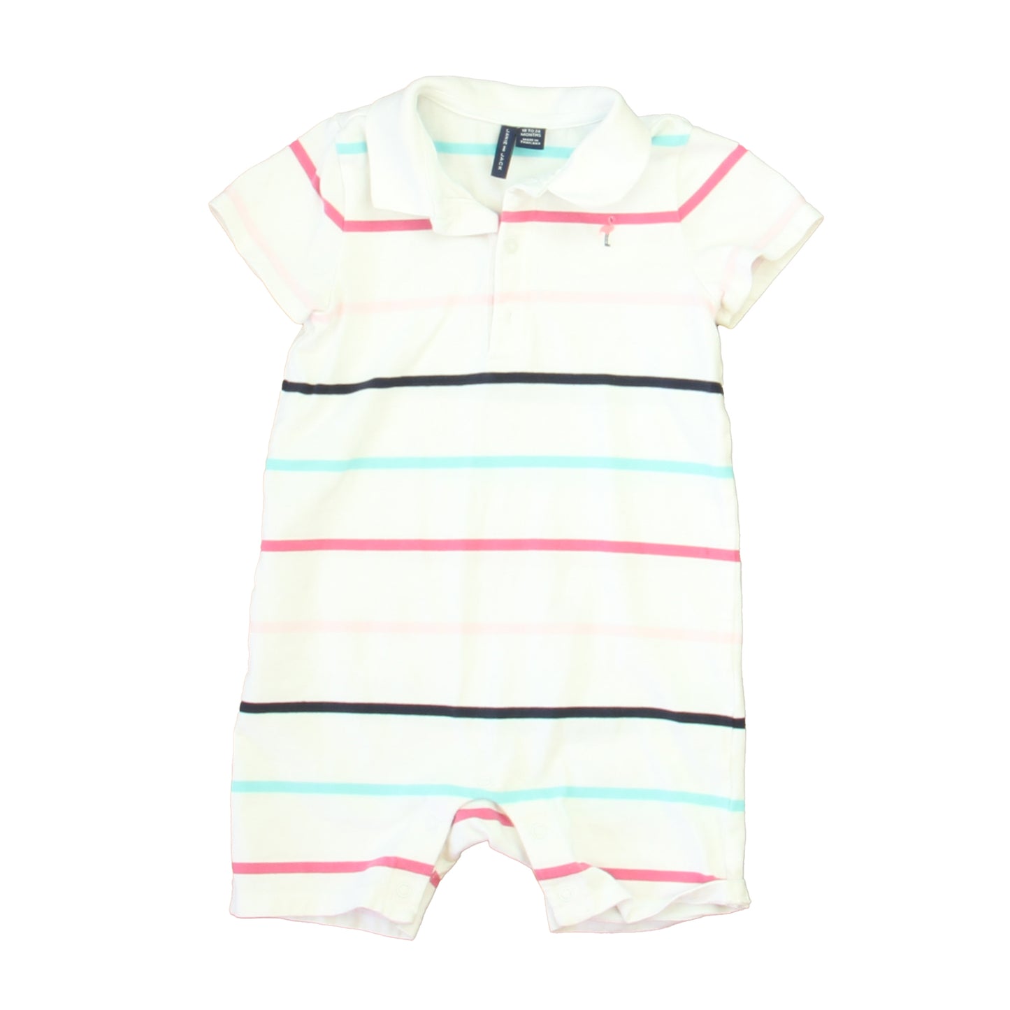 Janie and Jack Girls White Stripe Romper Size: 18-24 Months