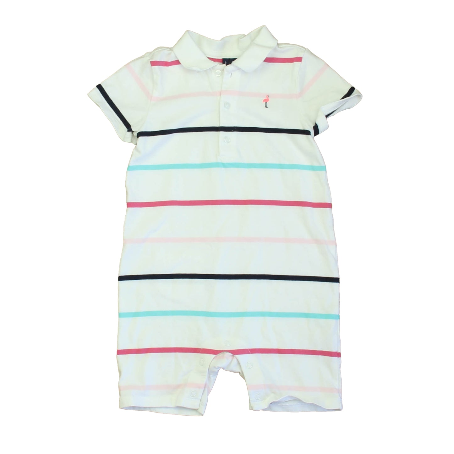 Janie and Jack Boys White Stripe Romper Size: 18-24 Months