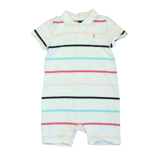 Janie and Jack Boys White Stripe Romper Size: 18-24 Months