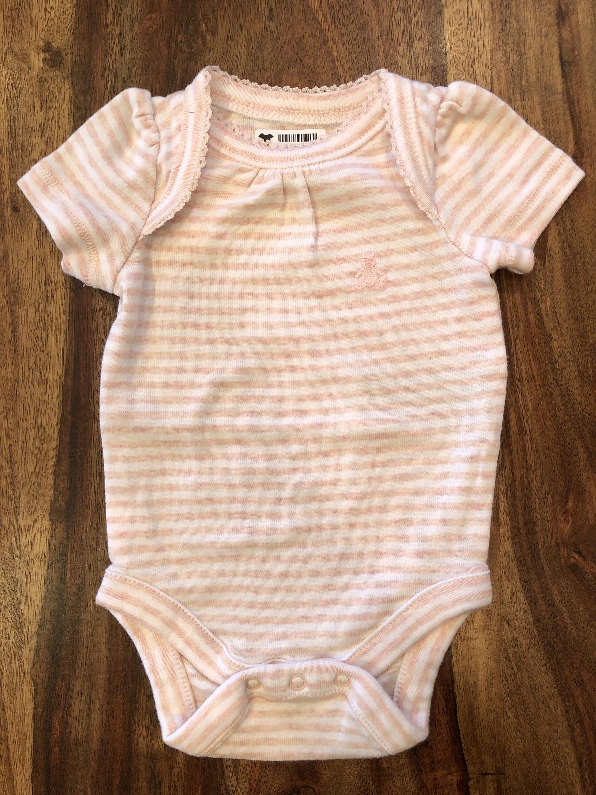 Gap Girls White | Striped | orange | cream Onesie Size: Newborn White | Striped | orange | cream