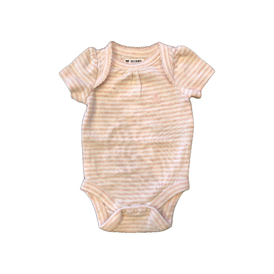 Gap Girls White | Striped | orange | cream Onesie Size: Newborn White | Striped | orange | cream