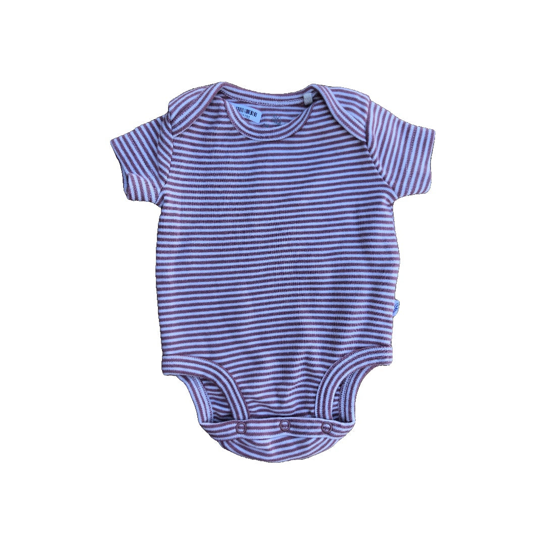 Oliver & Rain Girls White | Striped | pink Onesie Size: Newborn White | Striped | pink