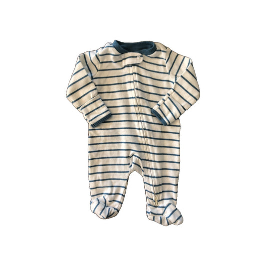 Carters Boys White | Striped | Turquoise Pajamas Size: Newborn White | Striped | Turquoise