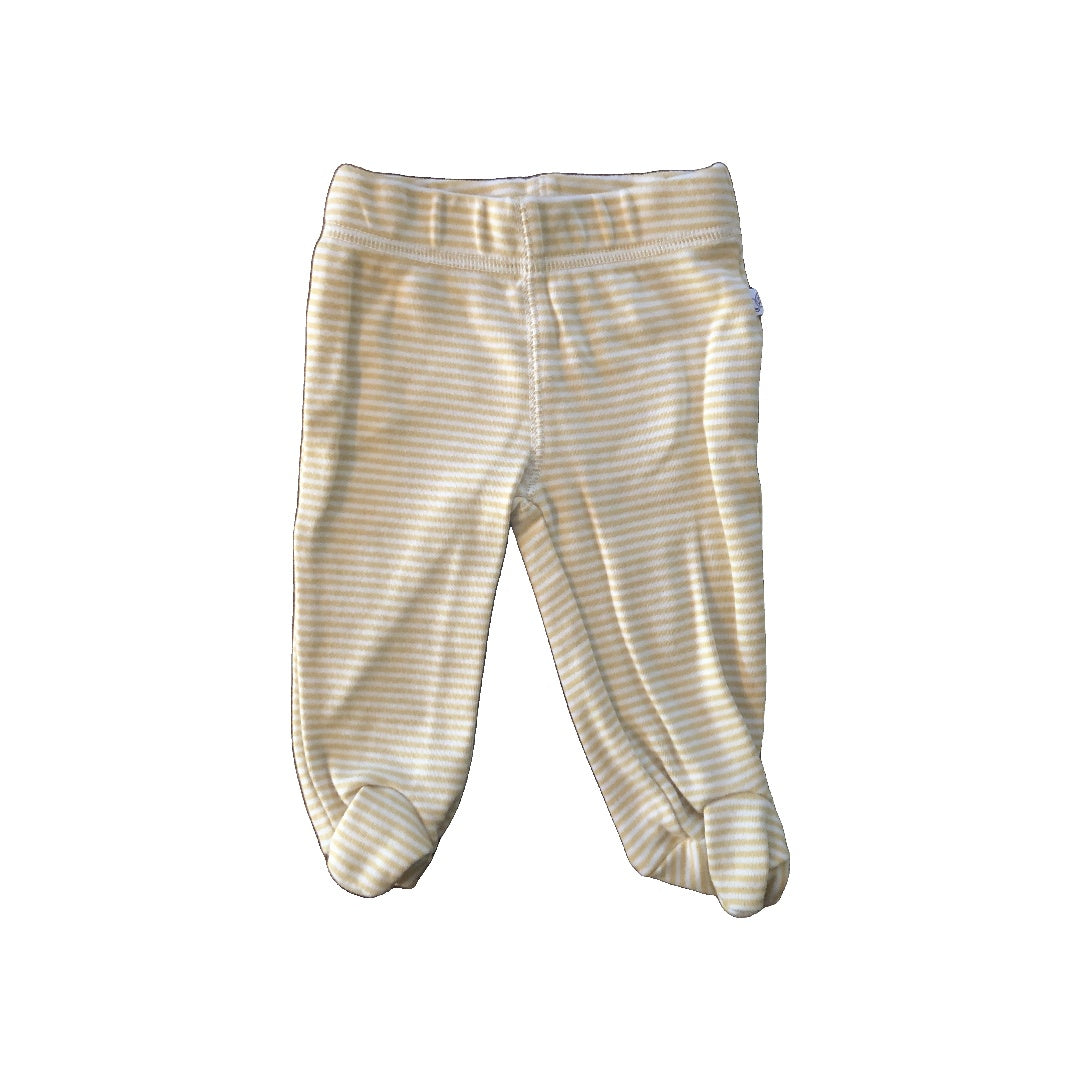 Oliver & Rain Unisex White | Striped | Yellow Pants Size: 3 months White | Striped | Yellow