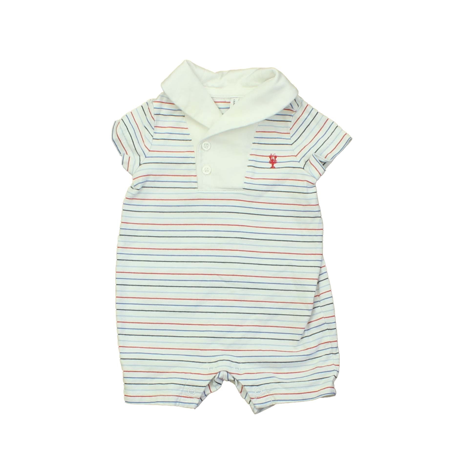 Janie and Jack Boys White | Stripes Romper Size: 0-3 Months White | Stripes