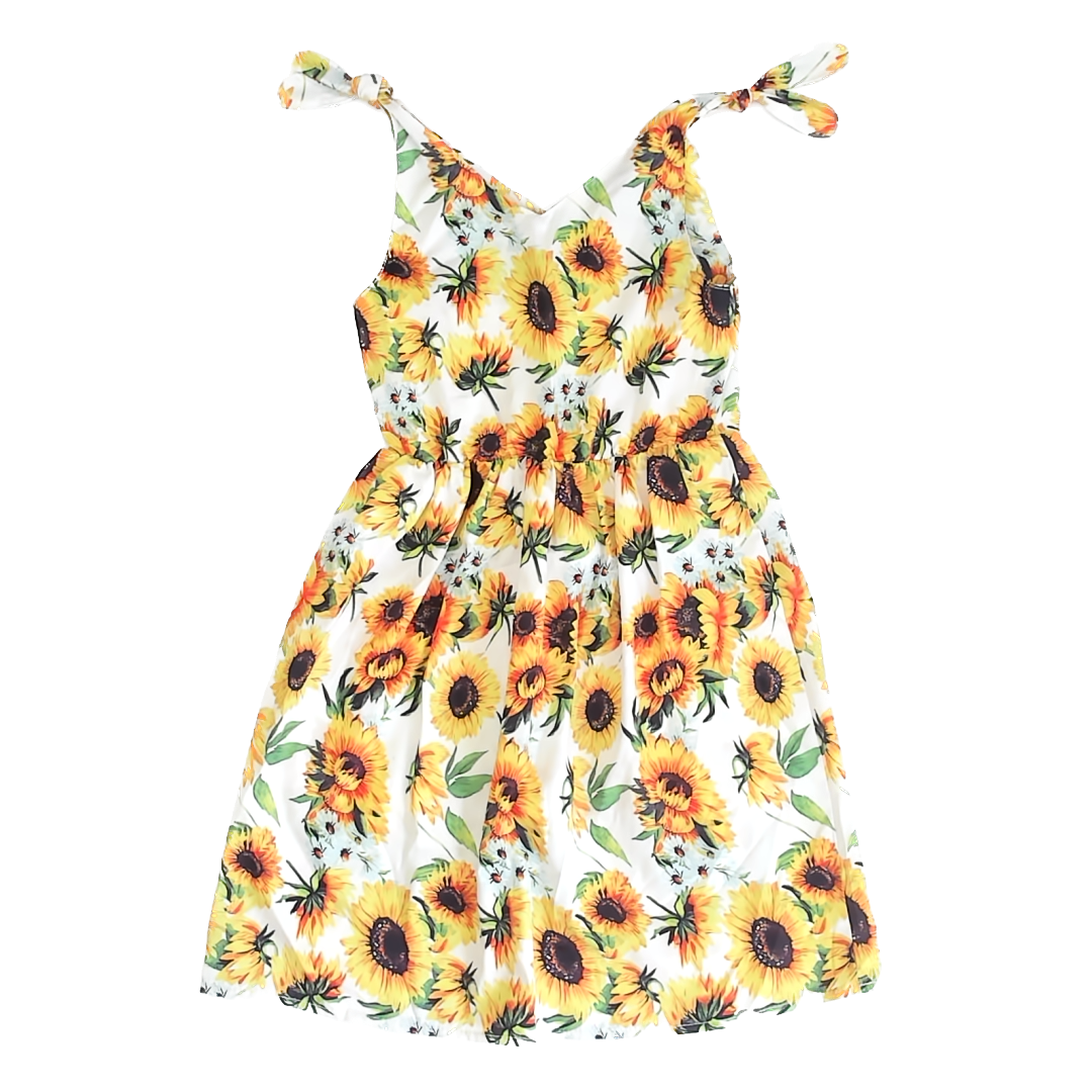 Unknown Girls White | Sunflower Sun Dress Size: 120 (6-7) White | Sunflower