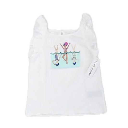 Janie and Jack Girls White Swimmers Tank Top Size: 4T White Swimmers