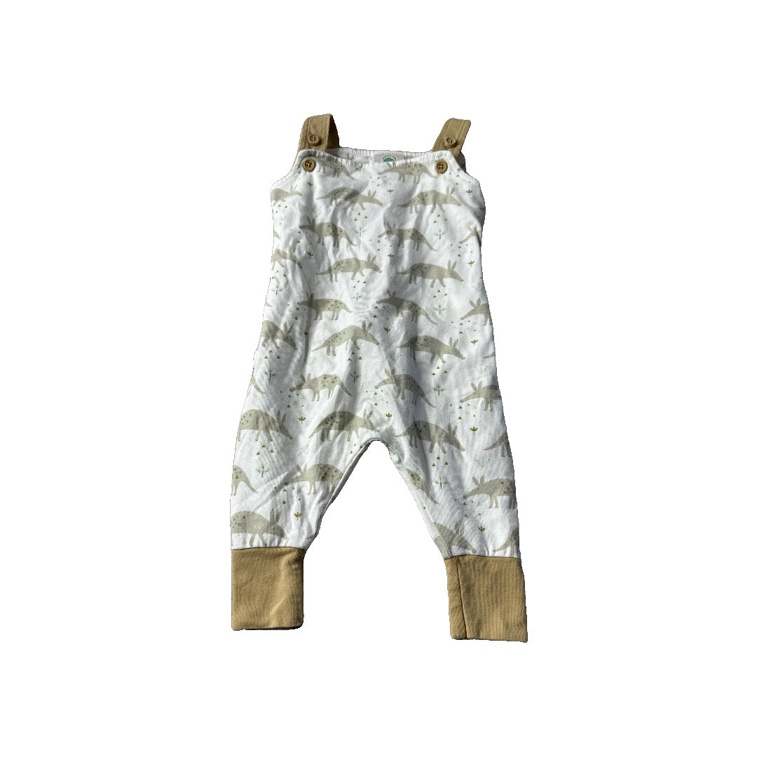 Elephant Moon Boys White | Tan | animals Overalls Size: 3-6 months White | Tan | animals