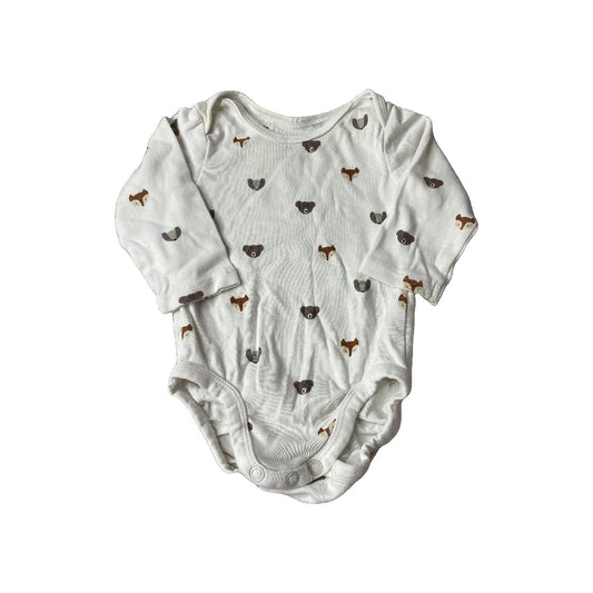 H&M Unisex White | Tan | Brown Onesie Size: 3 months White | Tan | Brown