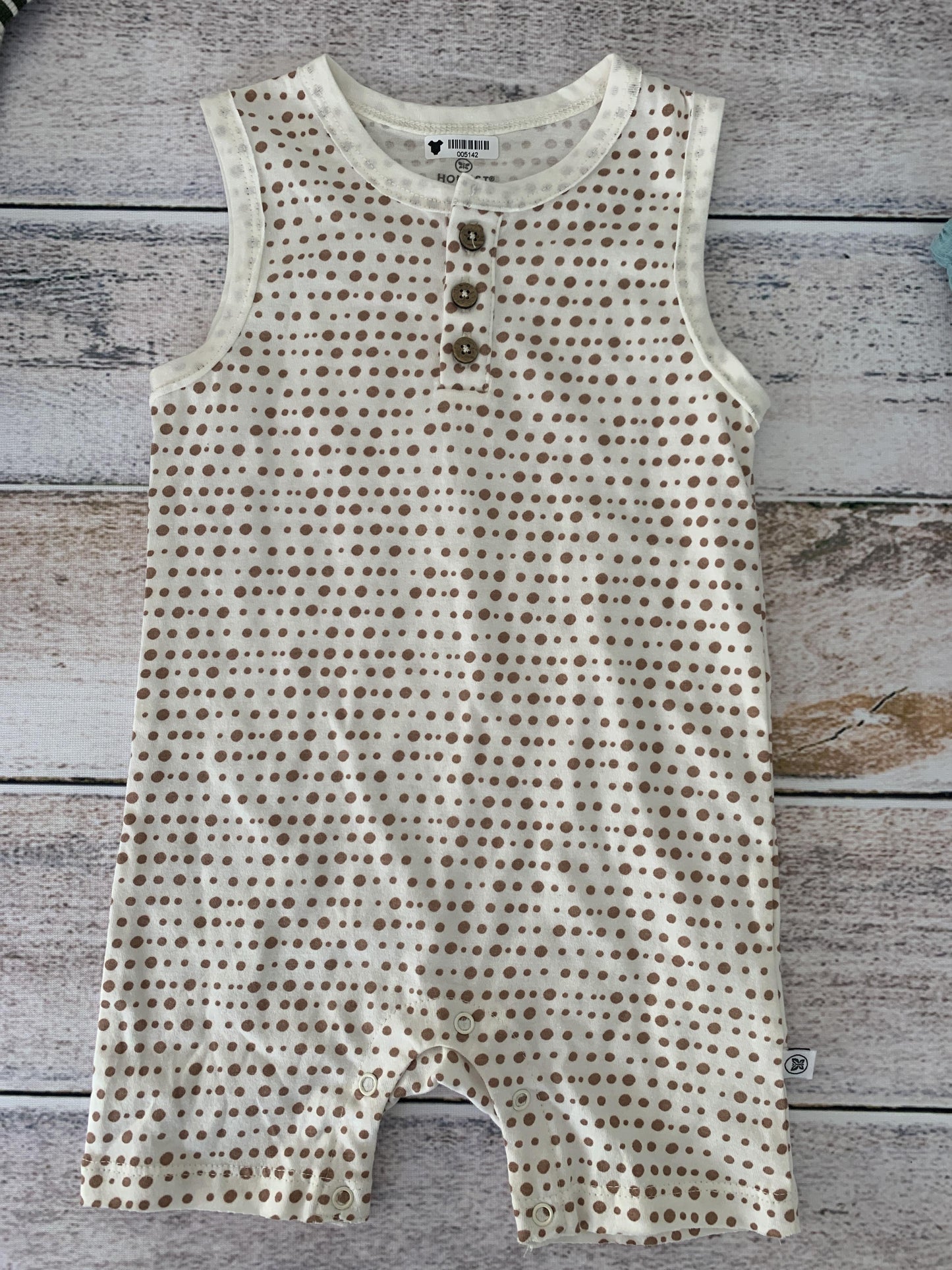 Honest co Girls White | Tan | polka dot Romper Size: 12M White | Tan | polka dot