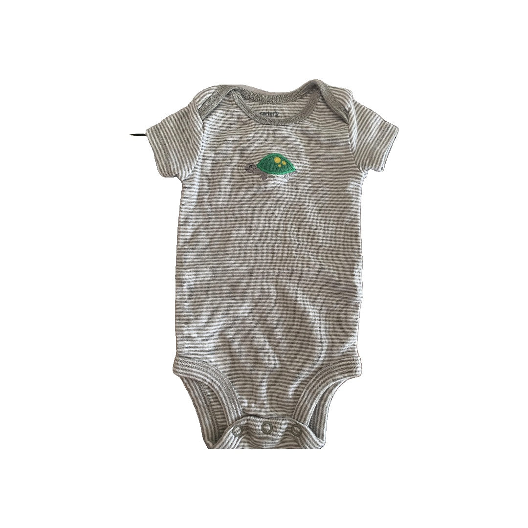 Carters Boys White | Tan | Stripe Onesie Size: 3 months White | Tan | Stripe