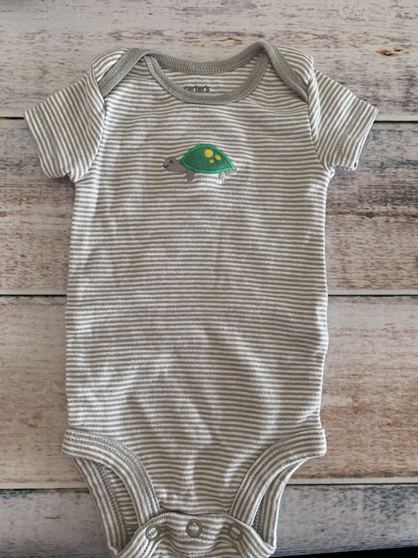 Carters Boys White | Tan | Stripe Onesie Size: 3 months White | Tan | Stripe