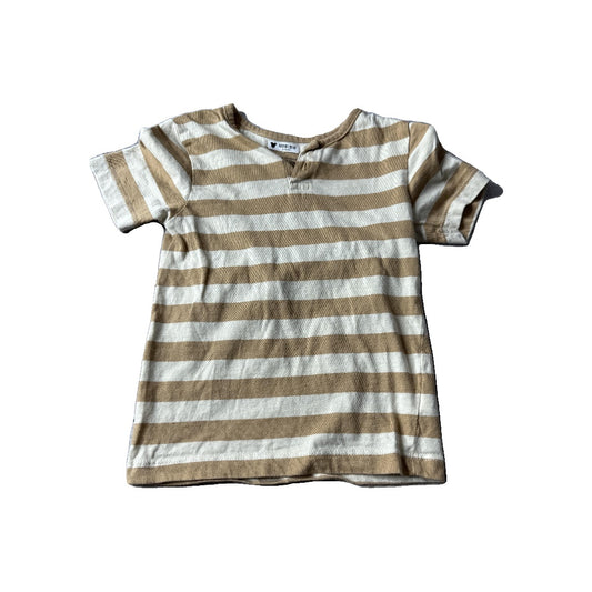 Colored Organics Boys White | Tan | Striped T-Shirt Size: 18-24 months White | Tan | Striped