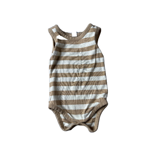 Colored Organics Girls White | Tan | Striped Onesie Size: 18-24 months White | Tan | Striped
