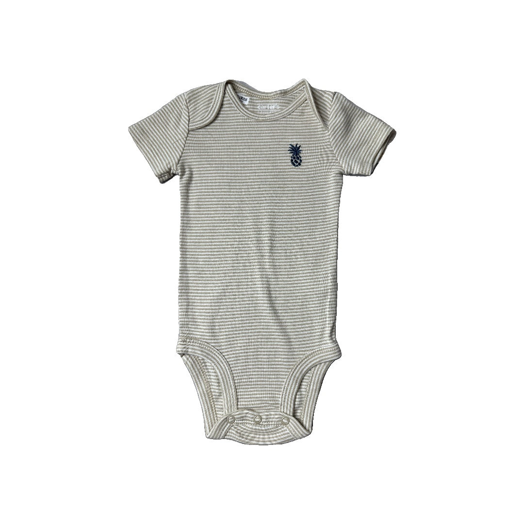 Carters Unisex White | Tan Onesie Size: 6 months White | Tan