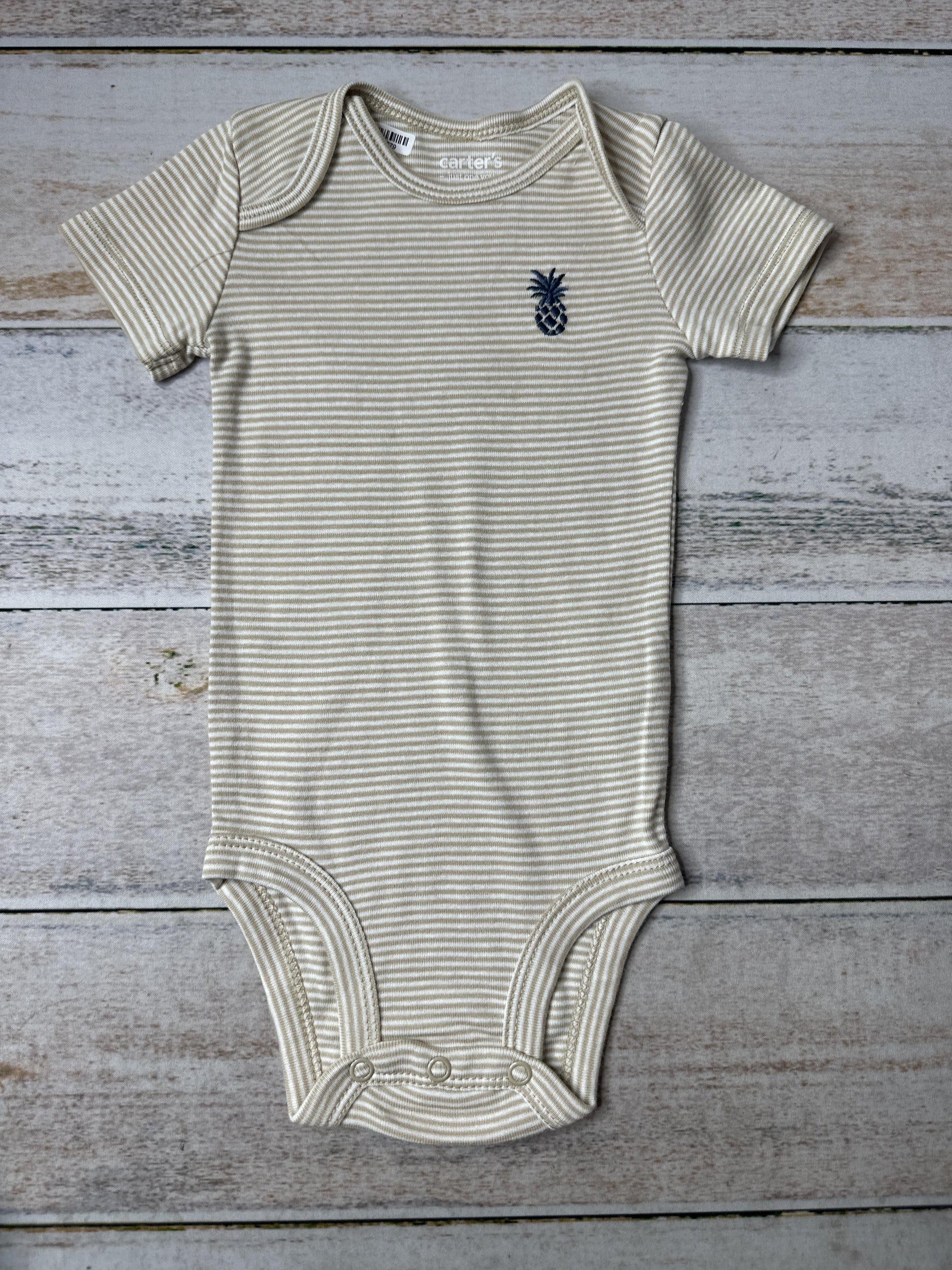 Carters Unisex White | Tan Onesie Size: 6 months White | Tan