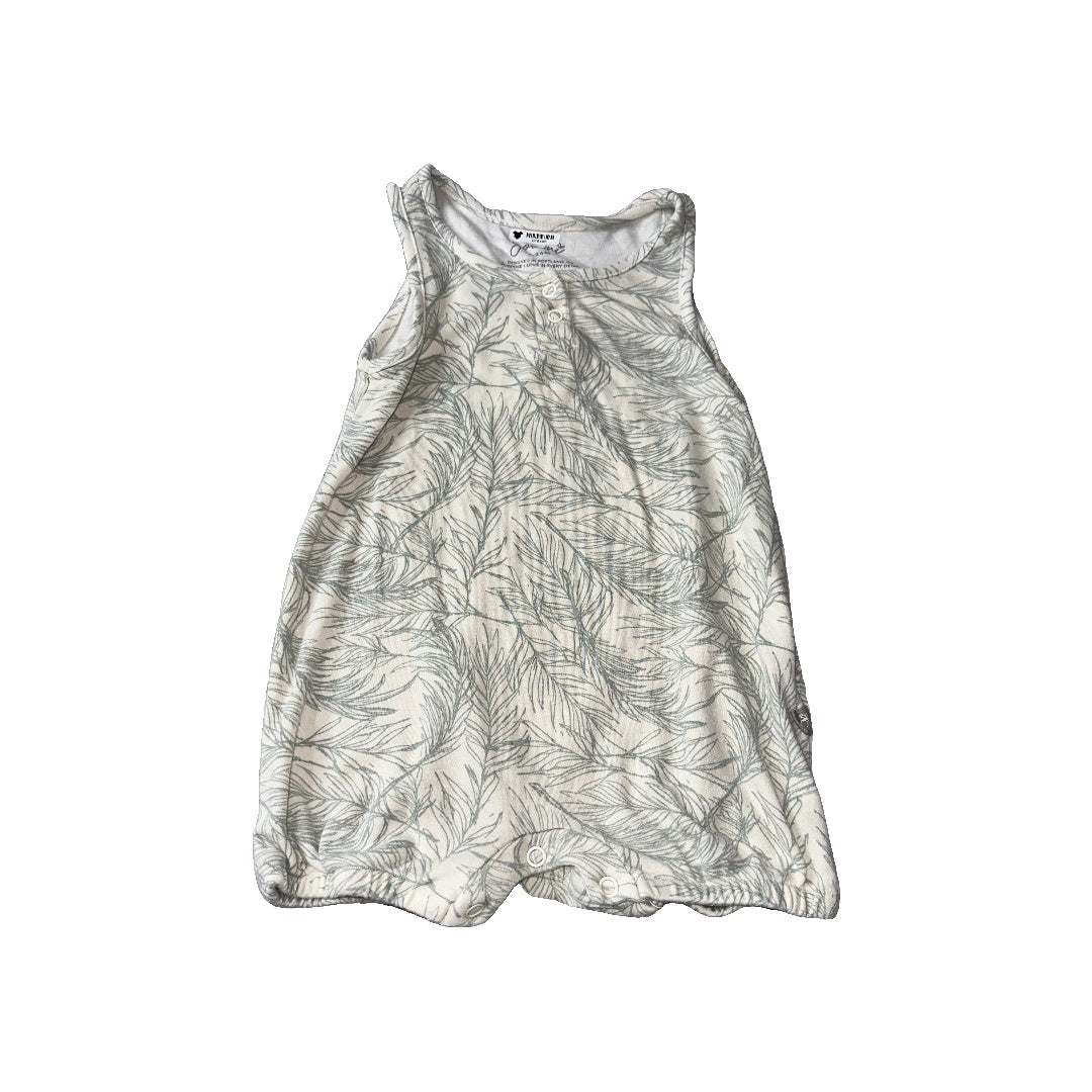 Goumi Unisex White | Teal | Leaves Romper Size: 18-24 months White | Teal | Leaves