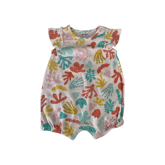 Mac & Moon Girls White | Teal | orange | Pattern Romper Size: 9 months White | Teal | orange | Pattern