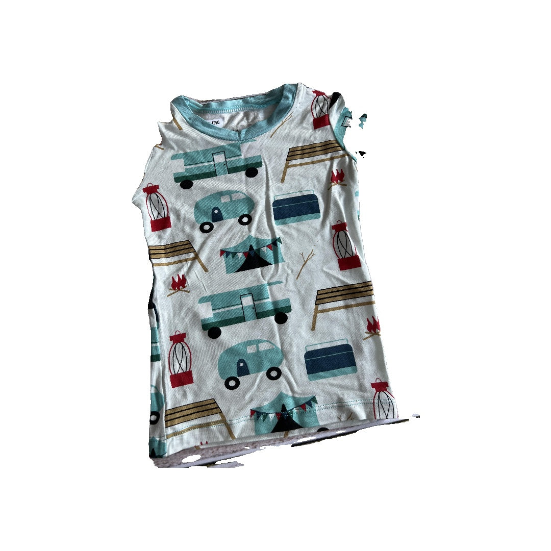 KicKee Pants Boys White | Teal | Pattern Pajamas Size: 2T White | Teal | Pattern