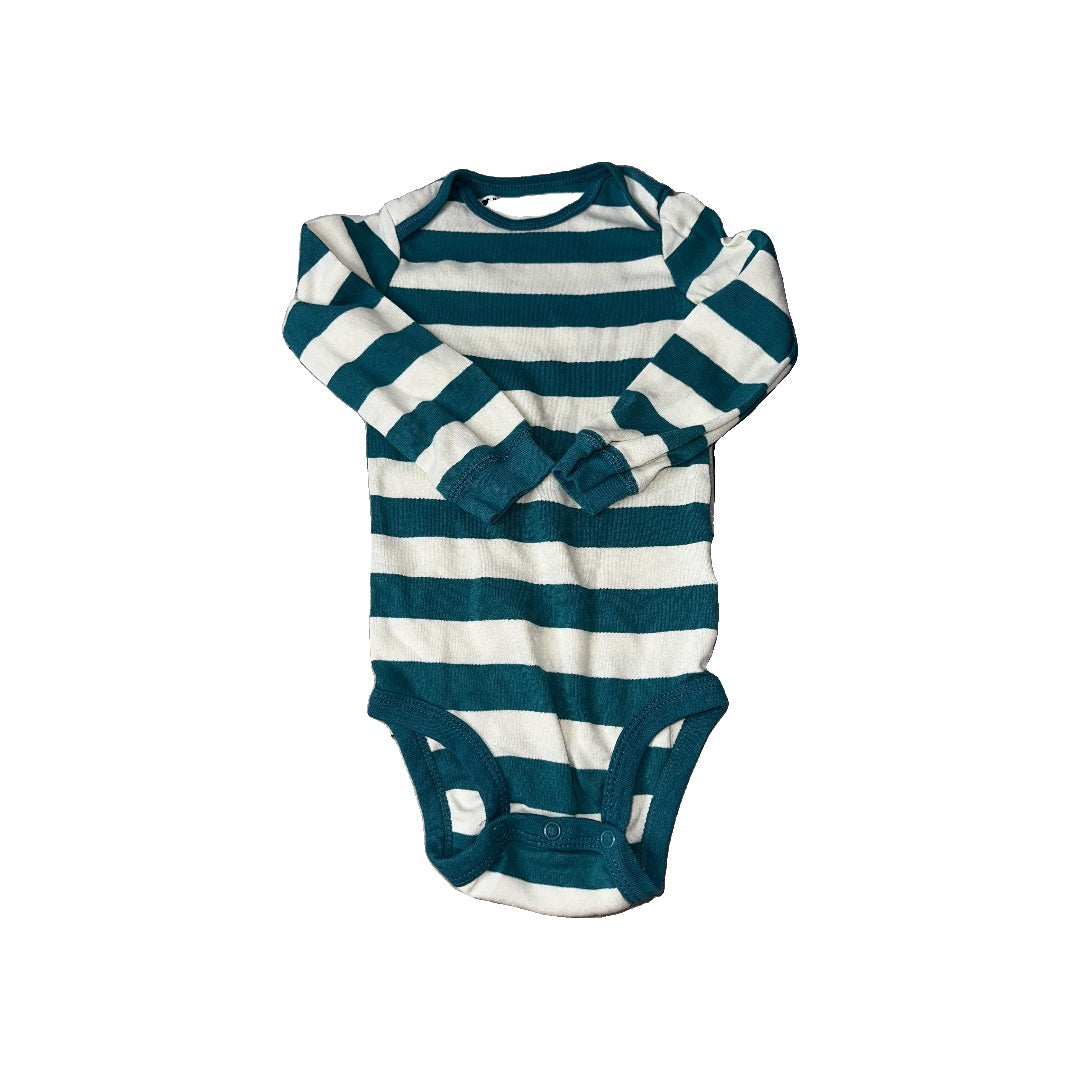 Carters Unisex White | Teal | Stripe Onesie Size: 24 months White | Teal | Stripe