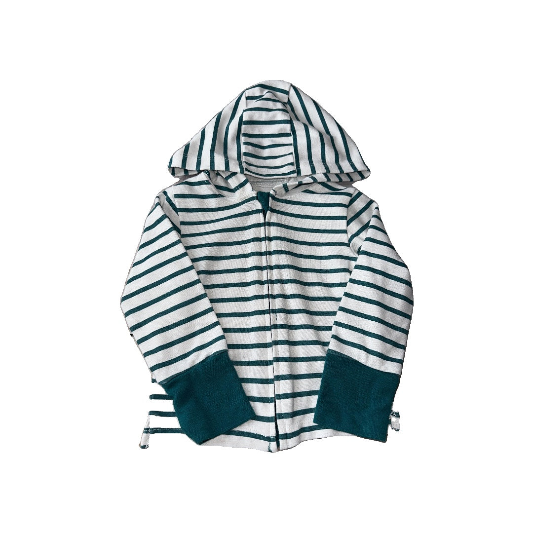 Hanes Unisex White | Teal | Stripe Hoodie Size: 12-18 months White | Teal | Stripe