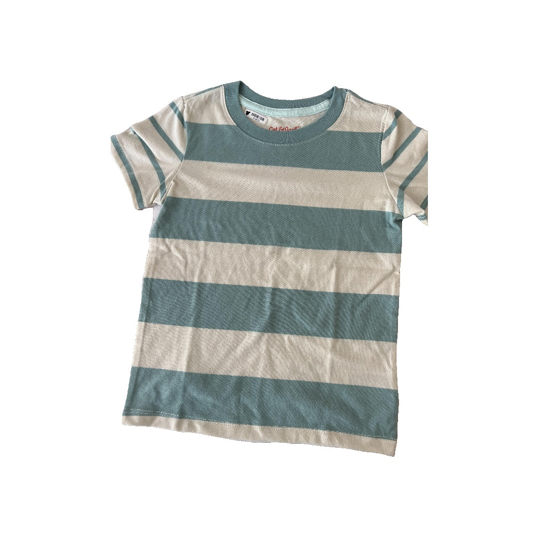 Cat & Jack Boys White | Teal | Stripe T-Shirt Size: 3T White | Teal | Stripe