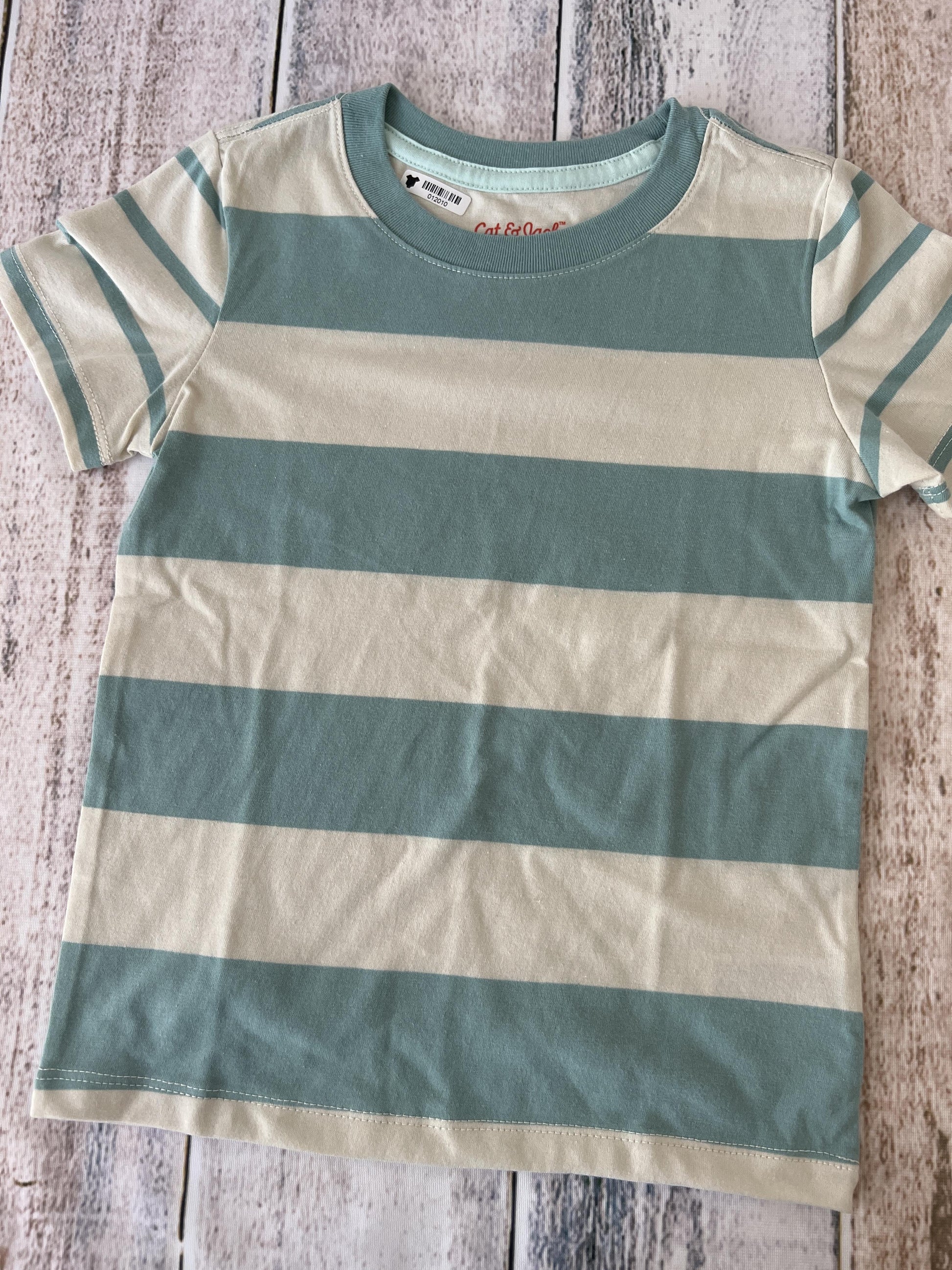 Cat & Jack Boys White | Teal | Stripe T-Shirt Size: 3T White | Teal | Stripe