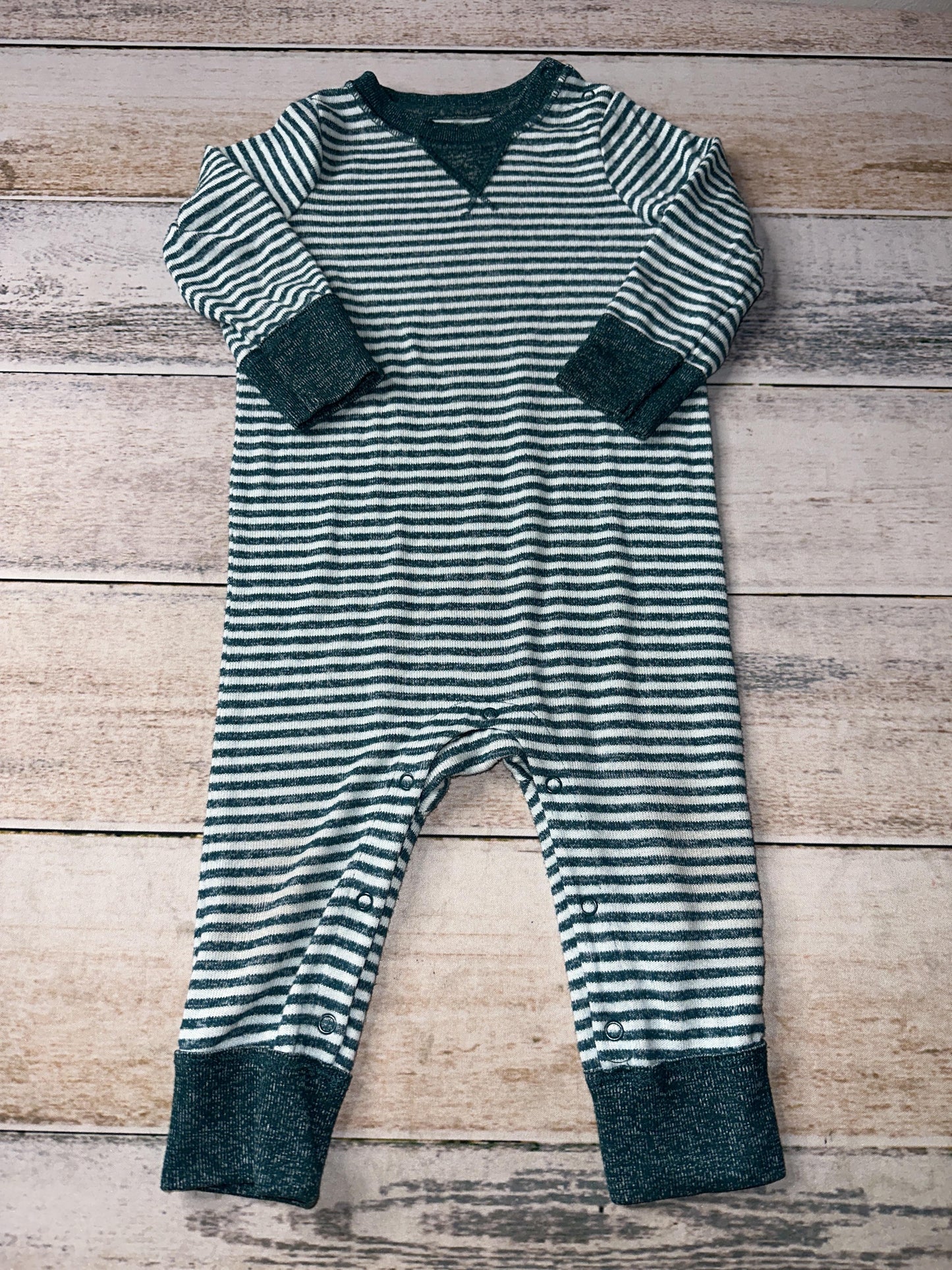 Cat & Jack Boys White | Teal | Striped Long Sleeve Outfit Size: 12 months White | Teal | Striped