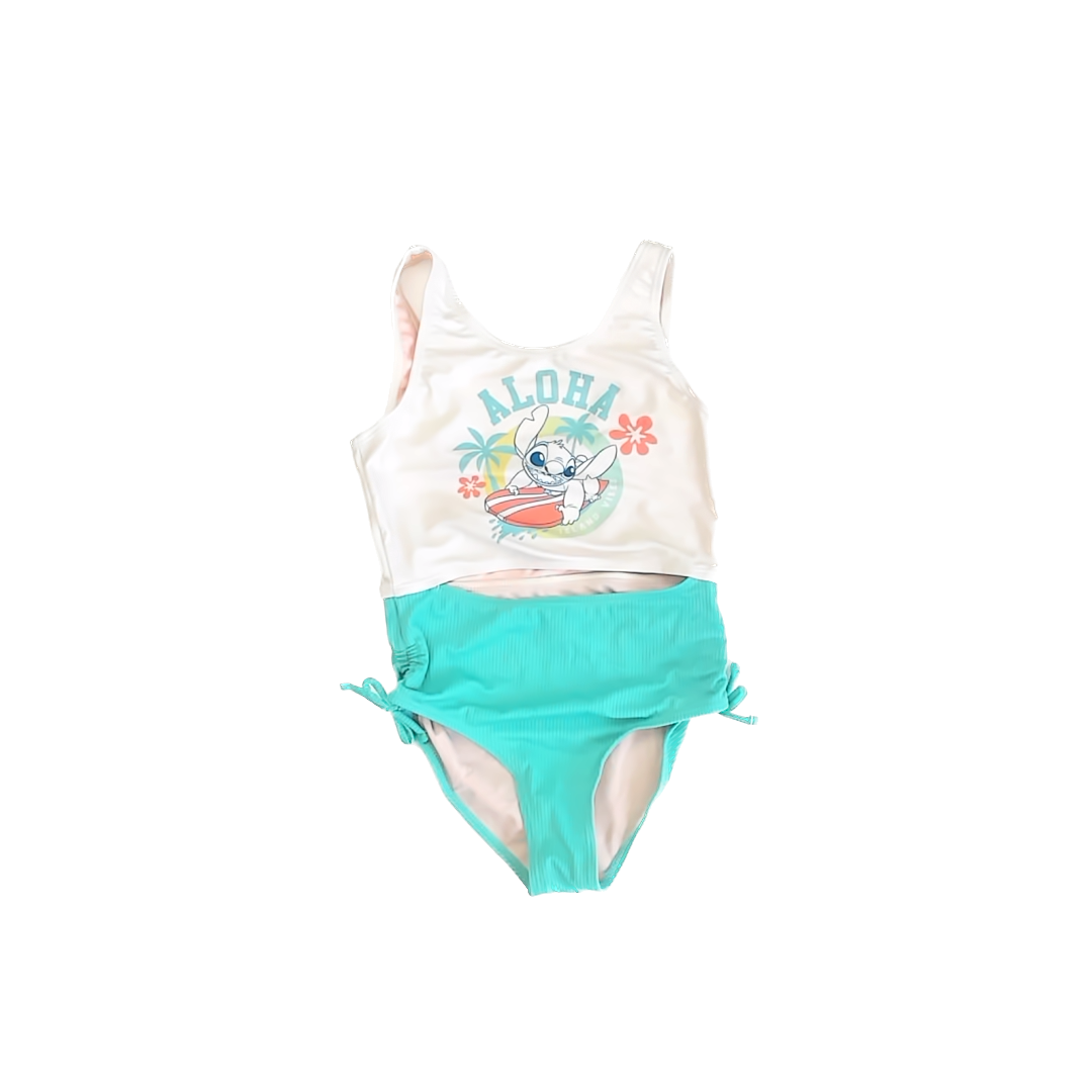 Disney Stitch Girls White | Teal 1-piece Swimsuit Size: 7/8 White | Teal