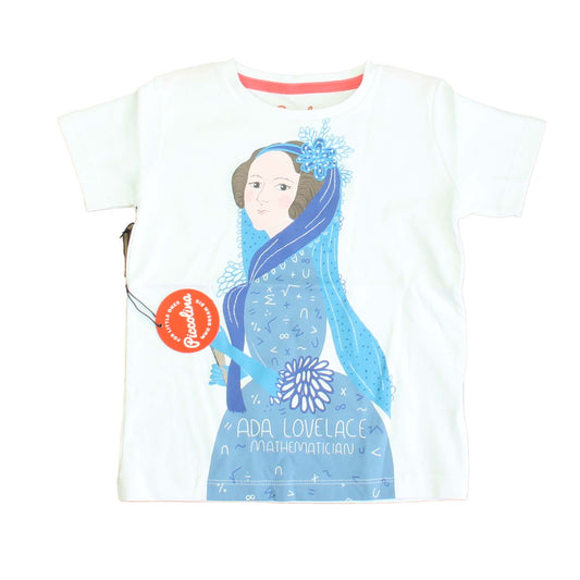 Piccolina Girls White Trailblazer | Ada Lovelace T-Shirt Size: 2-5T