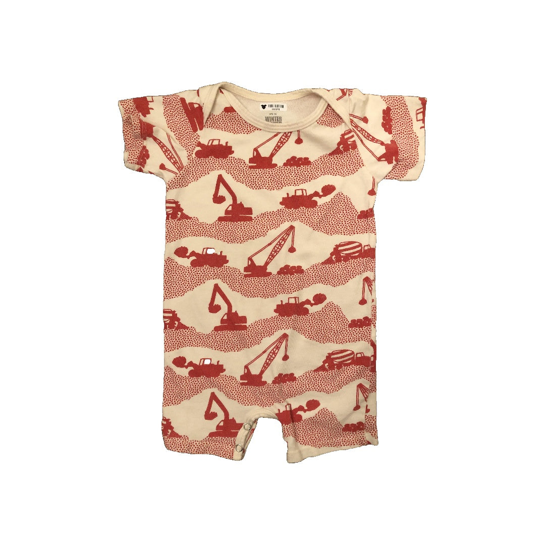 Winter Water Factory Boys White | Trucks | Red Romper Size: 6 months White | Trucks | Red