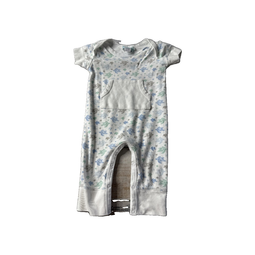 Feather Baby Boys White | Turquoise | Light Blue Romper Size: 6-9 months White | Turquoise | Light Blue