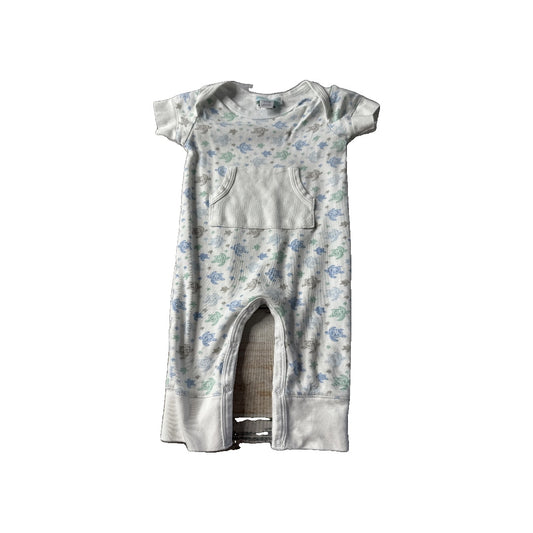 Feather Baby Boys White | Turquoise | Light Blue Romper Size: 6-9 months White | Turquoise | Light Blue