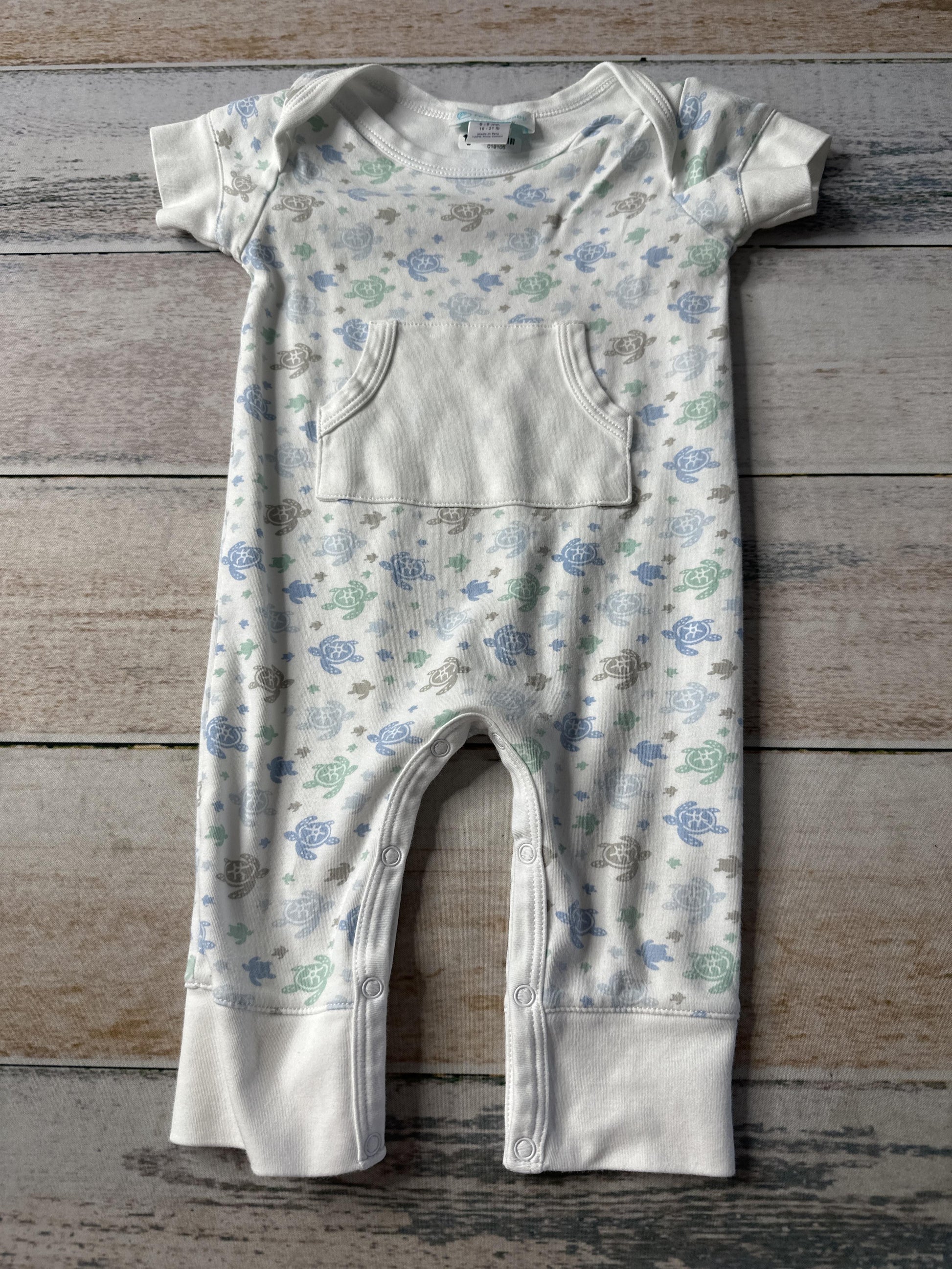 Feather Baby Boys White | Turquoise | Light Blue Romper Size: 6-9 months White | Turquoise | Light Blue